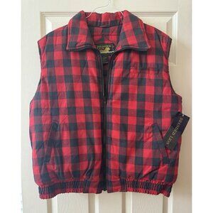 Branded Lion Men Buffalo Plaid Full Zip Vest Warm Puffer Vintage NEW Quilt Check